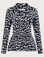 Gabi Geometric Print Shirt , Grey (DARK GREY), large