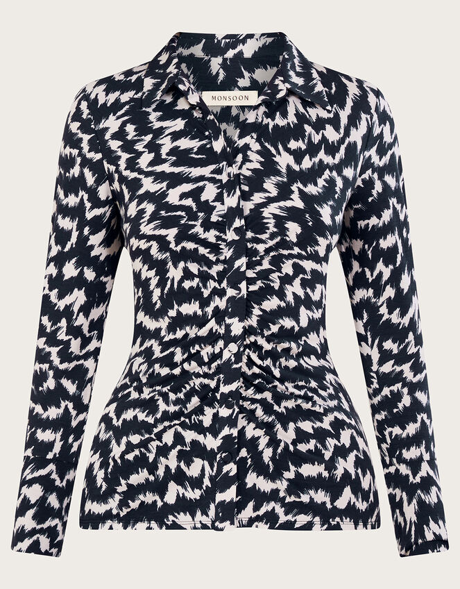 Gabi Geometric Print Shirt , Grey (DARK GREY), large