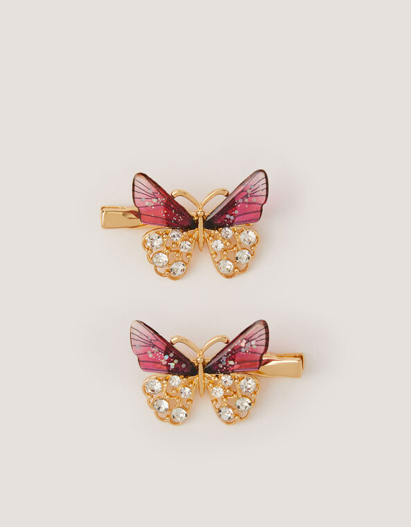 2-Pack Jewel Butterfly Hair Clips, , large