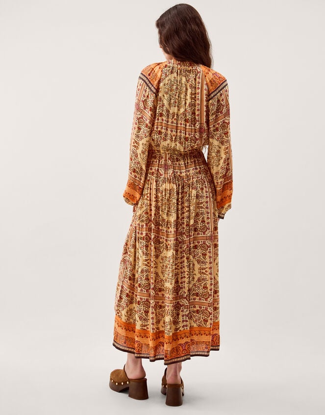 Ines Floral Print Midi Dress, Natural (STONE), large