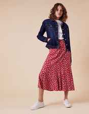 Daisy Print Midi Skirt in LENZING™ ECOVERO™, Red (RED), large