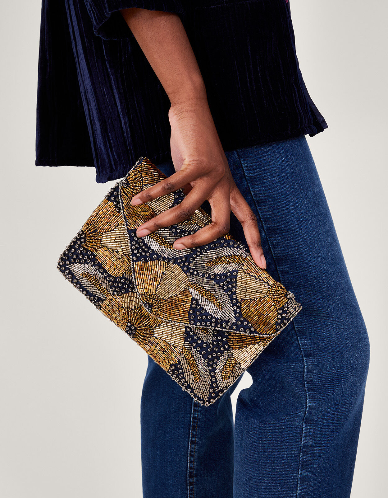 Clutch Bags Navy Silver Gold Clutch Bags Monsoon UK