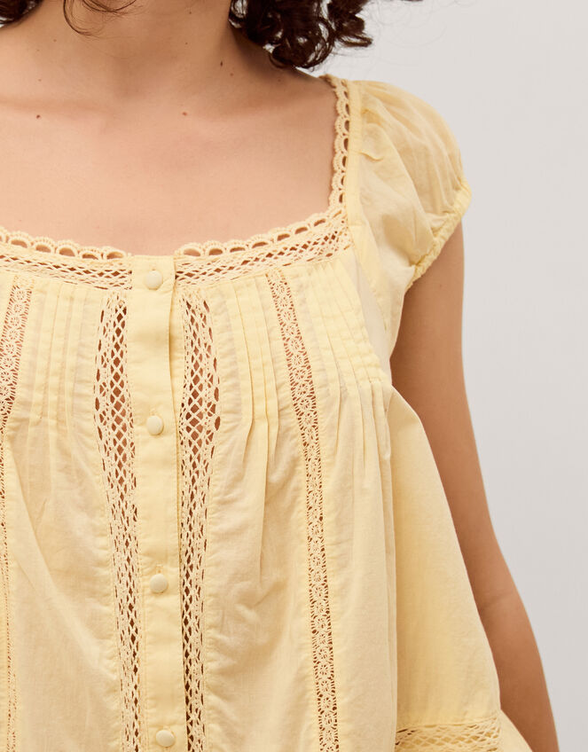 Olivia Lace Trim Top, Yellow (YELLOW), large