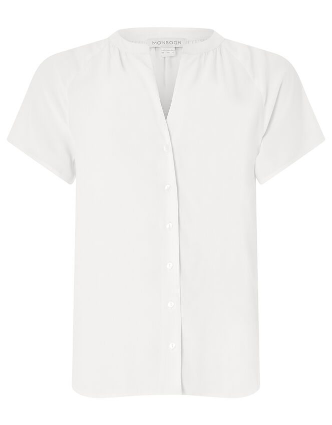 Zinnia Short Sleeve Blouse, Ivory (IVORY), large
