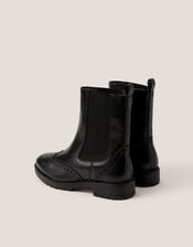 Eli Brogue Leather Chelsea Boots, Black (BLACK), large