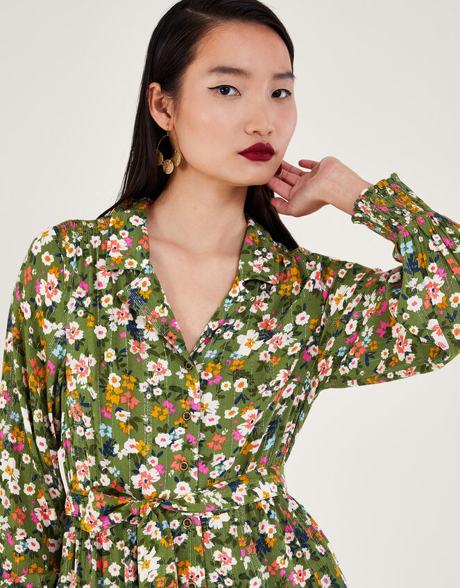 Ditsy Floral Dress, Green (GREEN), large