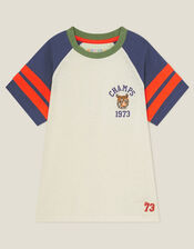 Tiger Raglan Cotton T-Shirt, Ivory (IVORY), large