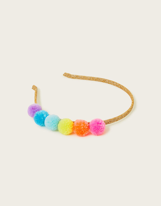 Rainbow Pom Pom Headband , , large