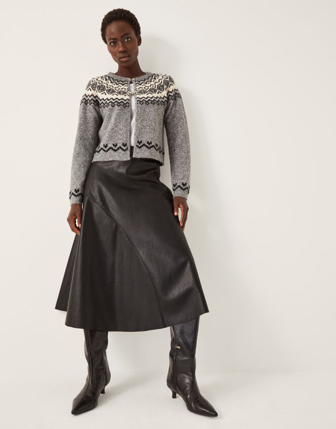 Fina Fair Isle Cardigan, Grey (GREY), large