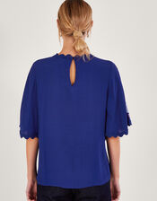 Olla Embroidered Floral Kimono Top, Blue (BLUE), large