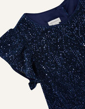Sequin Stretch Jumpsuit, Blue (NAVY), large