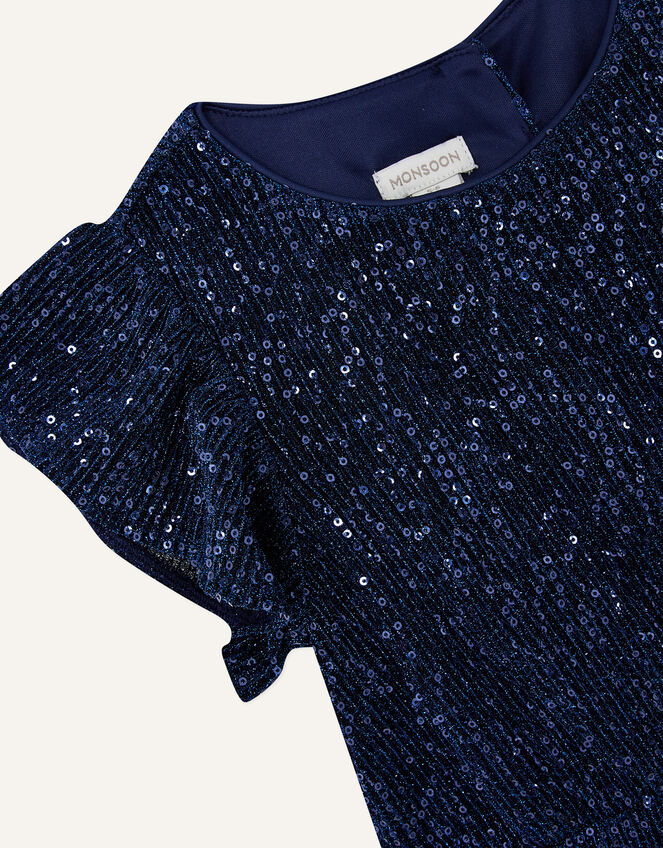 Sequin Stretch Jumpsuit, Blue (NAVY), large