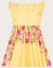 Baby Roses Border Jacquard Dress, Yellow (YELLOW), large