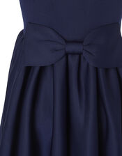 Bow Back Scuba Halter Prom Dress, Blue (NAVY), large