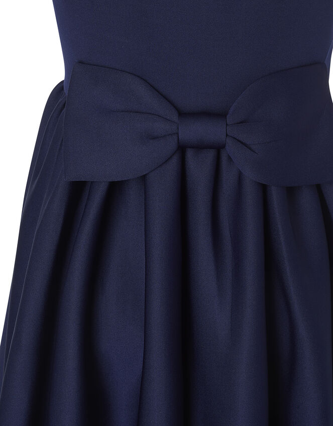 Bow Back Scuba Halter Prom Dress, Blue (NAVY), large