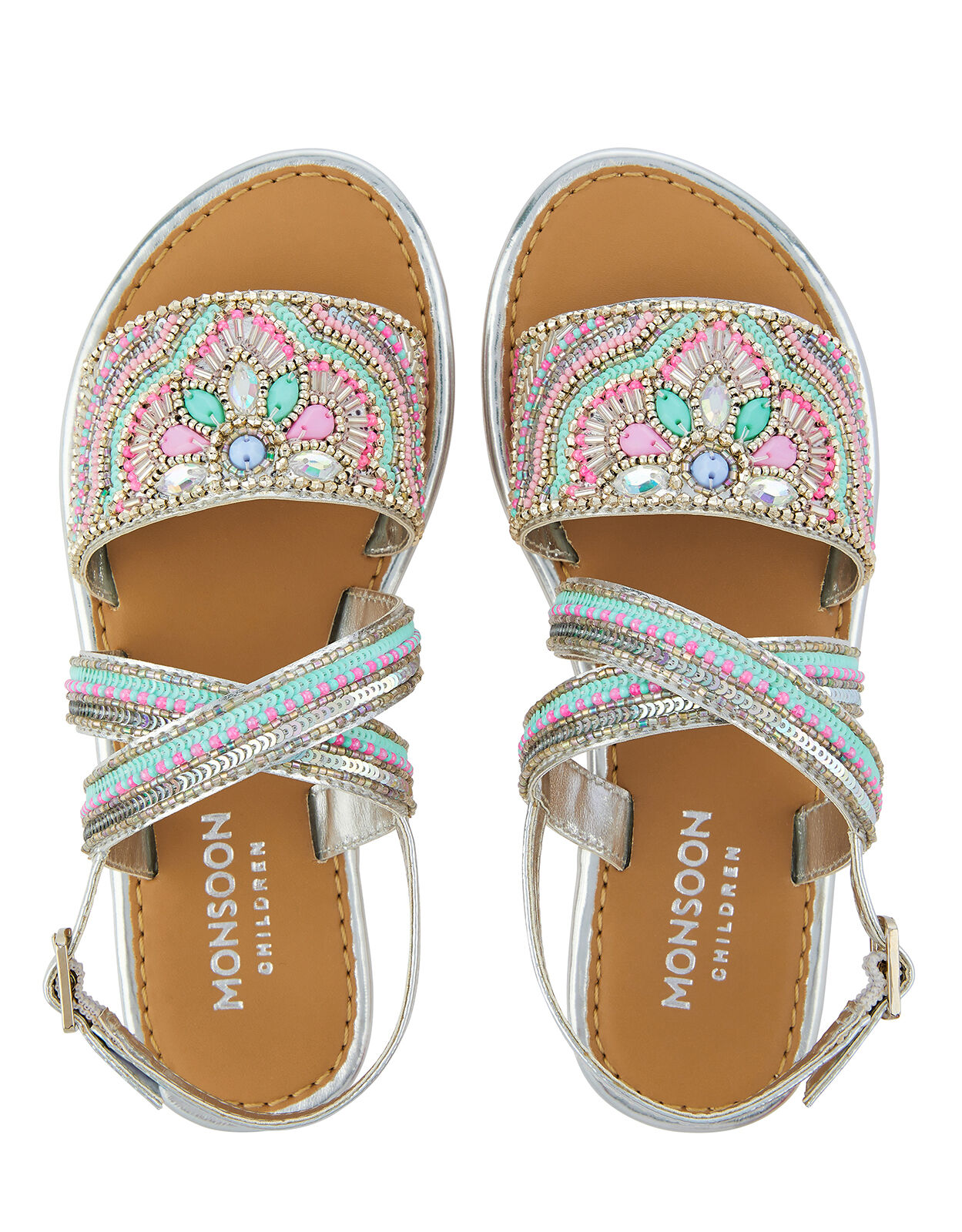 Allie Silver Beaded Sandals Silver