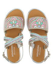 Allie Silver Beaded Sandals, Silver (SILVER), large
