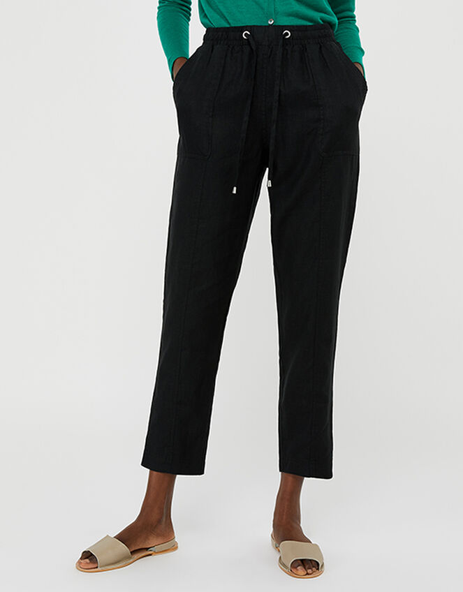 Lightweight Joggers in Pure Linen, Black (BLACK), large