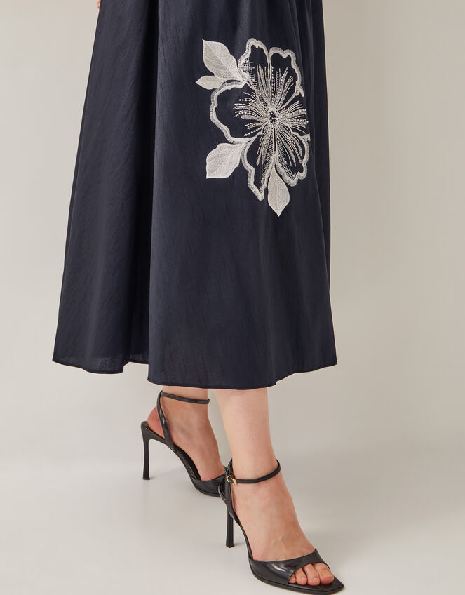 Sophie Embroidered Fit & Flare Midi Dress, Black (BLACK), large