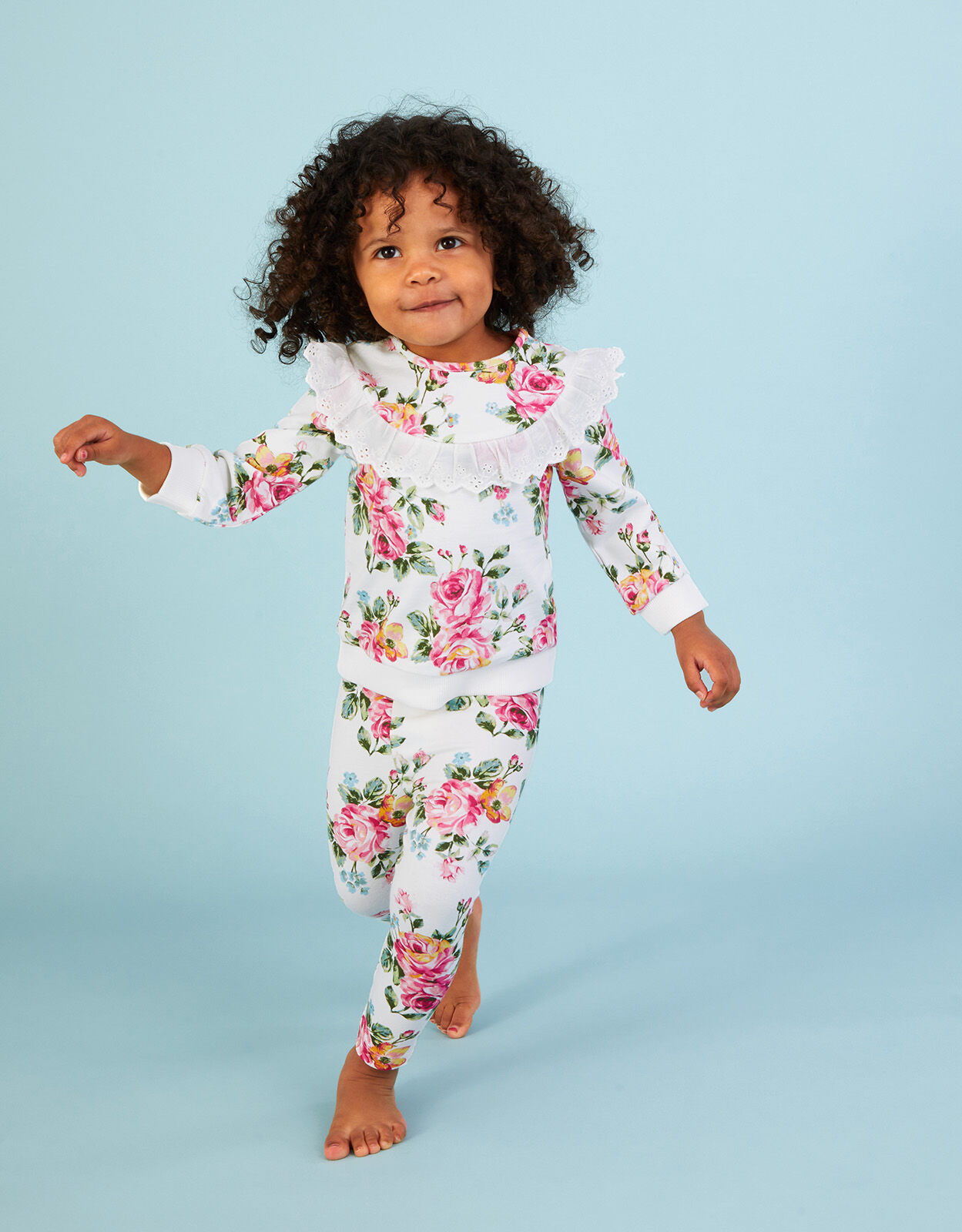 Baby Floral Print Sweat Top and Legging Set Ivory