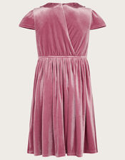Velvet Butterfly Collar Dress, Pink (DUSKY PINK), large