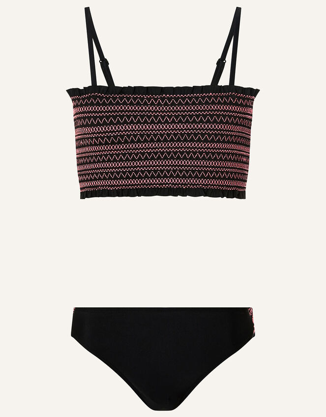 Shirred Bikini Set, Black (BLACK), large