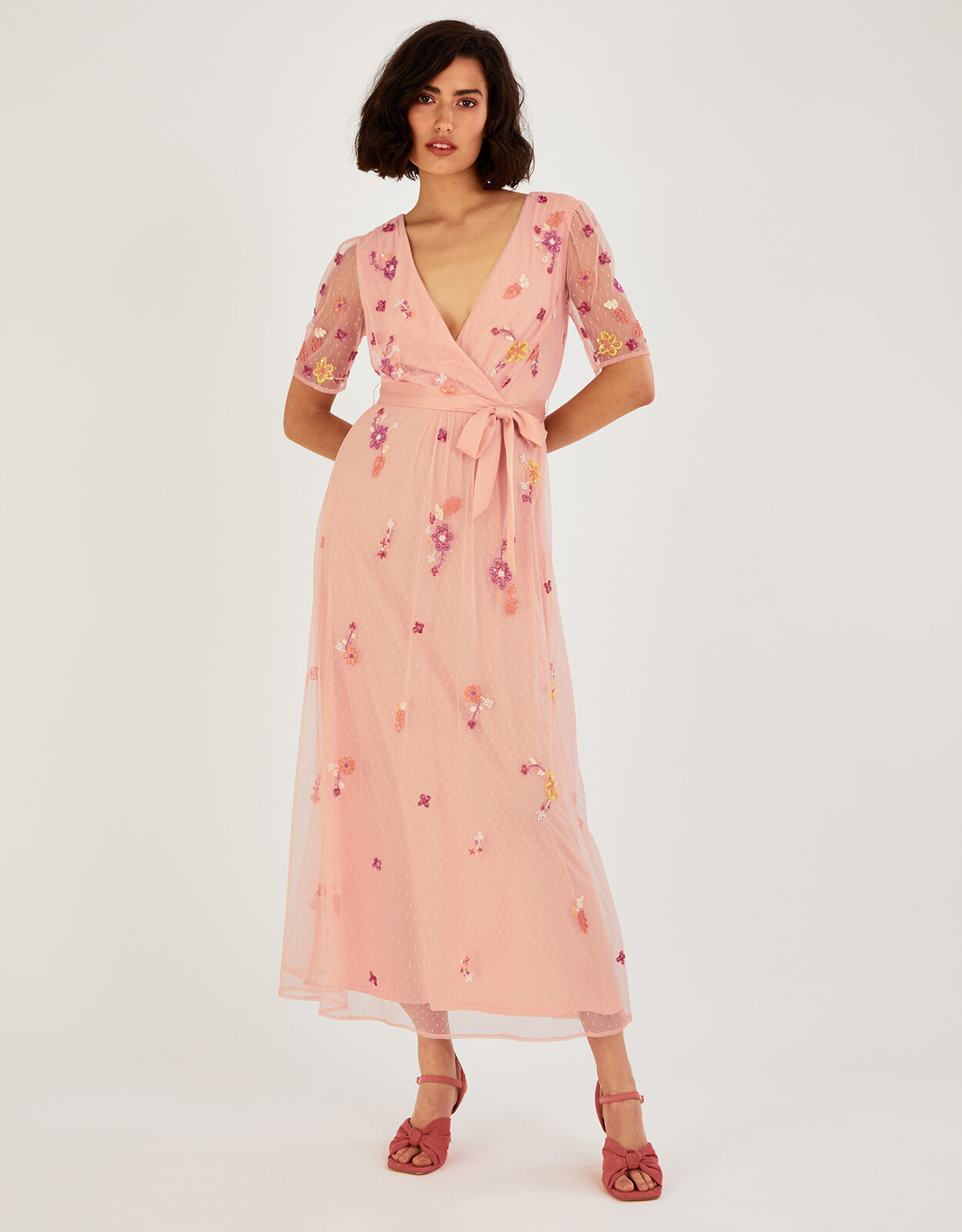 Lacey Embellished Midi Dress Orange