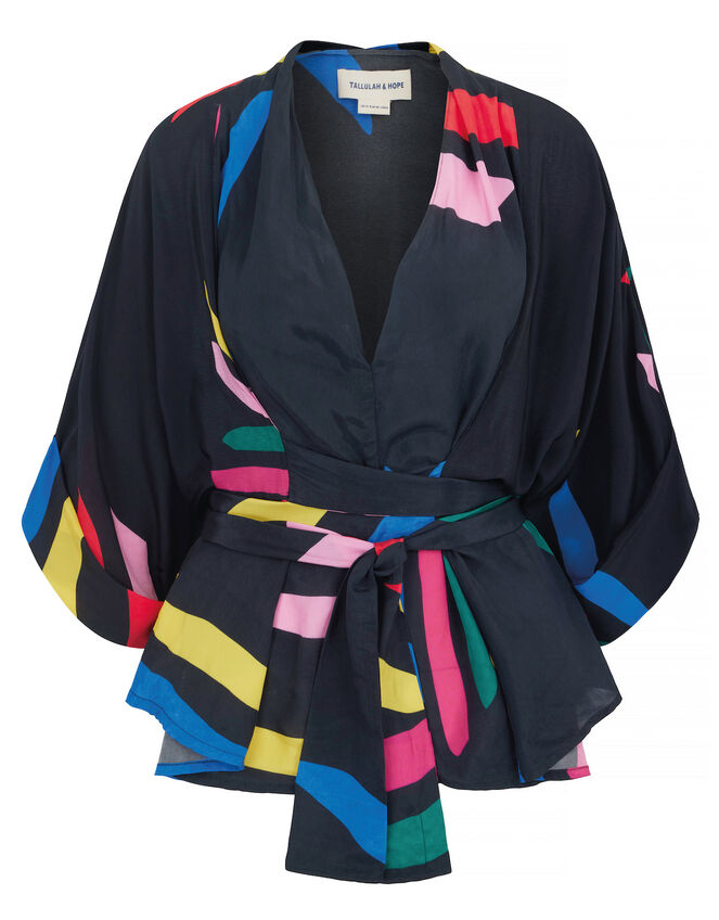 Tallulah and Hope Gloria Print Blouse, Black (BLACK), large