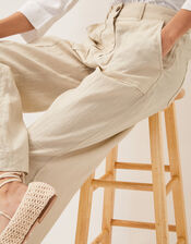 Jolie Short Wide Leg Linen Trousers, Natural (NATURAL), large