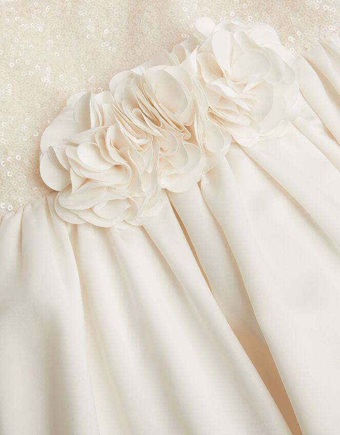 Orelia Strappy Sequin Satin Dress, White (WARM IVORY), large