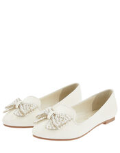 Pearl Bow Slippers, Ivory (IVORY), large