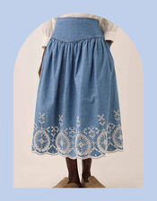 East Coralie Broderie Denim Midi Skirt, Blue (BLUE), large