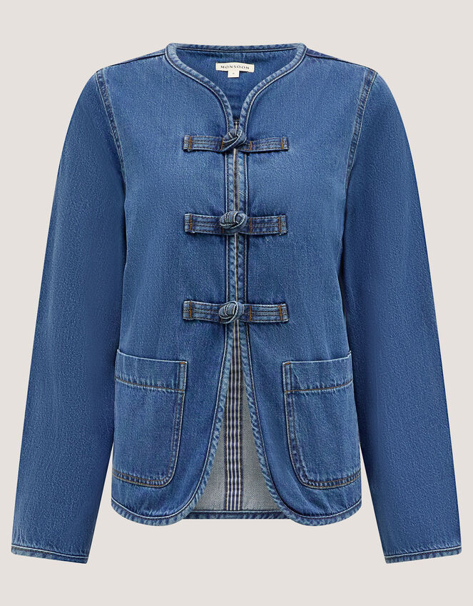 Lauren Knot Denim Jacket, Blue (MID AUTHENTIC BLUE), large