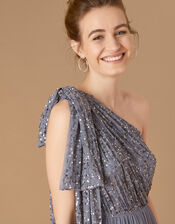 Odell Sustainable Sequin One-Shoulder Maxi Dress, Blue (BLUE), large