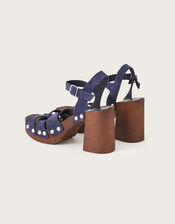Suede Heeled Clogs, Blue (NAVY), large