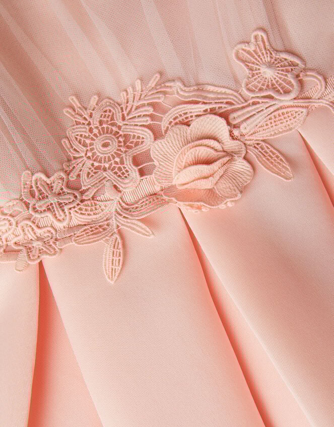 Chiffon Sleeve Floral Embroidered Dress, Pink (PINK), large