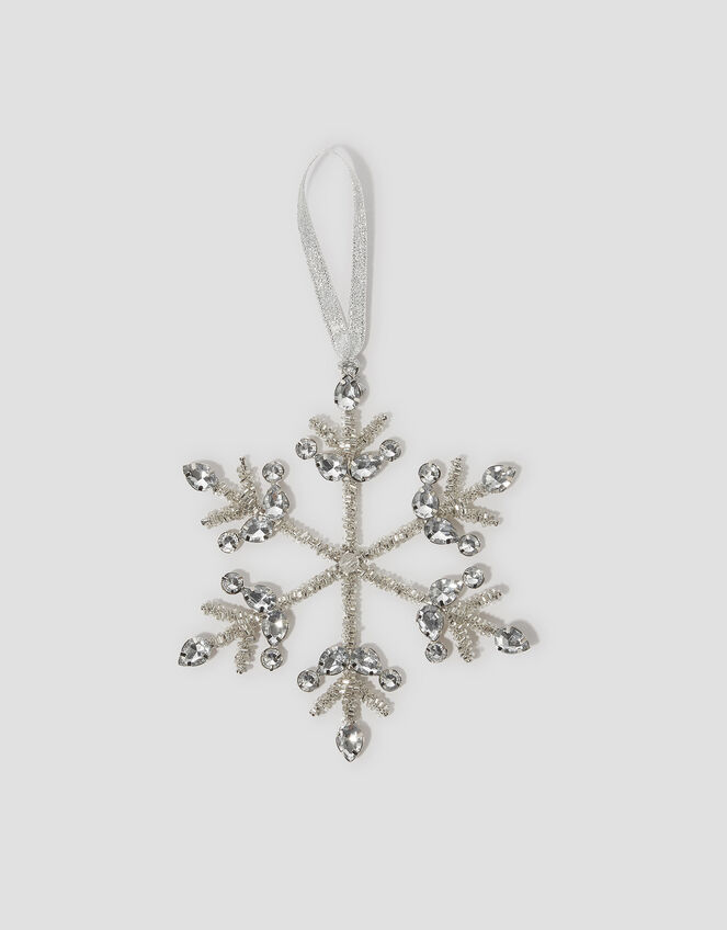 Embellished Snowflake Christmas Tree Decoration, Silver (SILVER), large