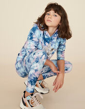 Tie Dye Print Leggings, Blue (BLUE), large