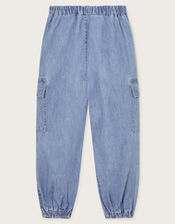 Denim Cargo Trousers, Blue (BLUE), large