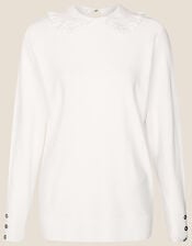 Ruffle Collar Jumper, Ivory (IVORY), large