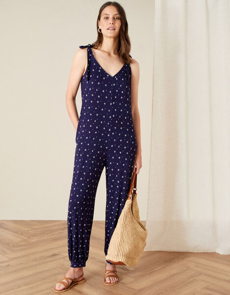 Olly Printed Hareem Jumpsuit Blue, Blue (NAVY), large