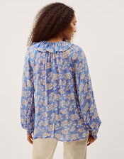 Sian Floral Print Blouse, Blue (BLUE), large