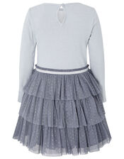 Disco Sequin Unicorn Stripe Dress, Grey (GREY), large