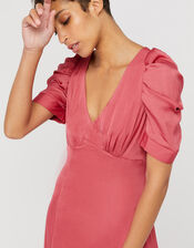 Amelia Satin Midi Dress, Pink (PINK), large