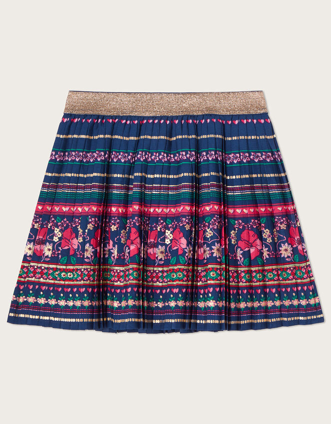 All Round Pansy Stripe Pleat Skirt Blue