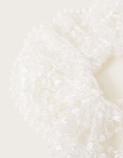 Pearl Embellished Lace Hair Scrunchie, , large
