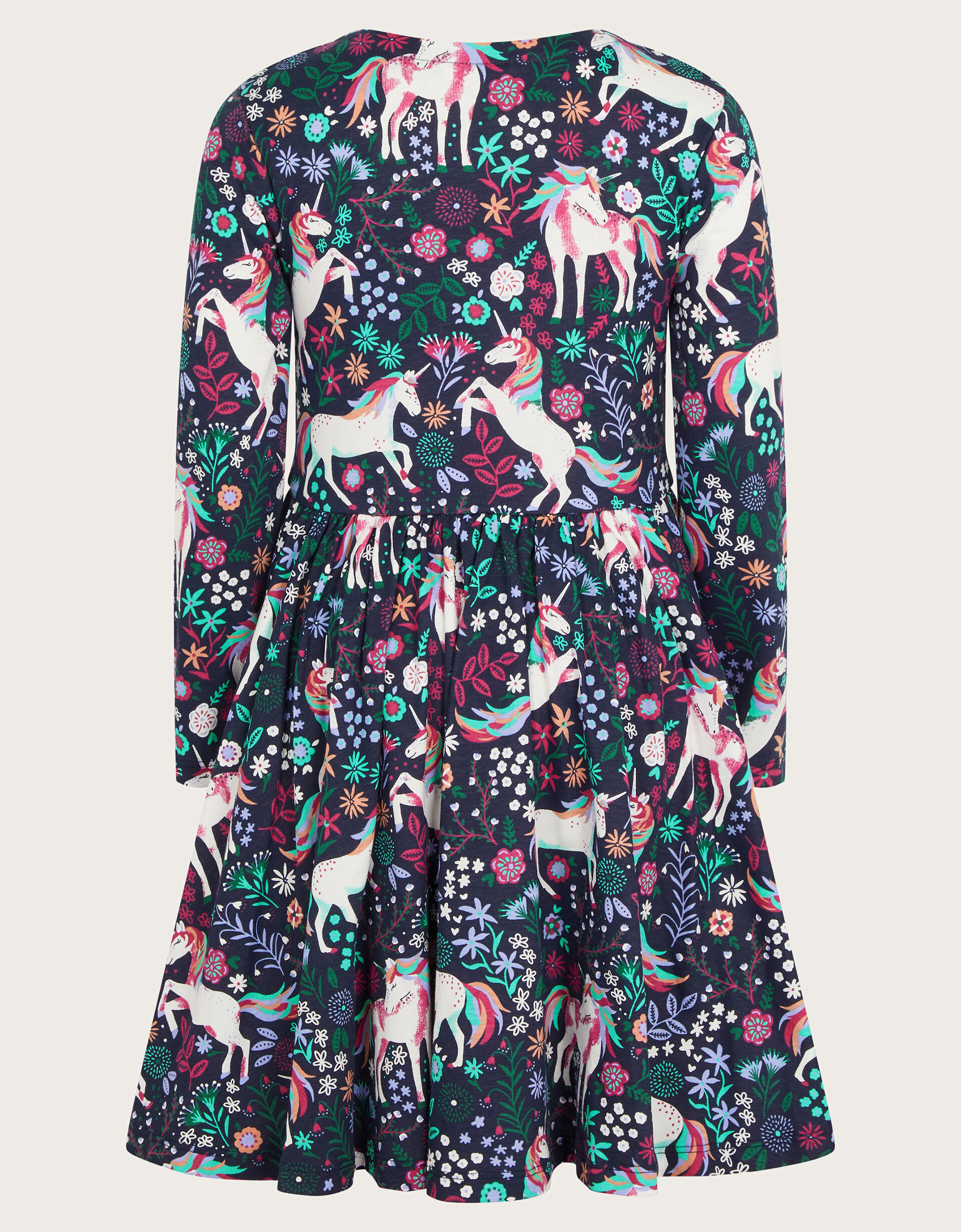 Long Sleeve Unicorn Print Dress Blue | Girls' Dresses | Monsoon UK.