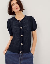 Sam Starfish Button Cardigan, Blue (NAVY), large