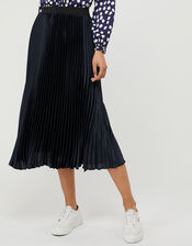 Penny Pleated Midi Skirt, Blue (NAVY), large