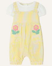 Baby Seersucker Floral Romper Set, Yellow (YELLOW), large